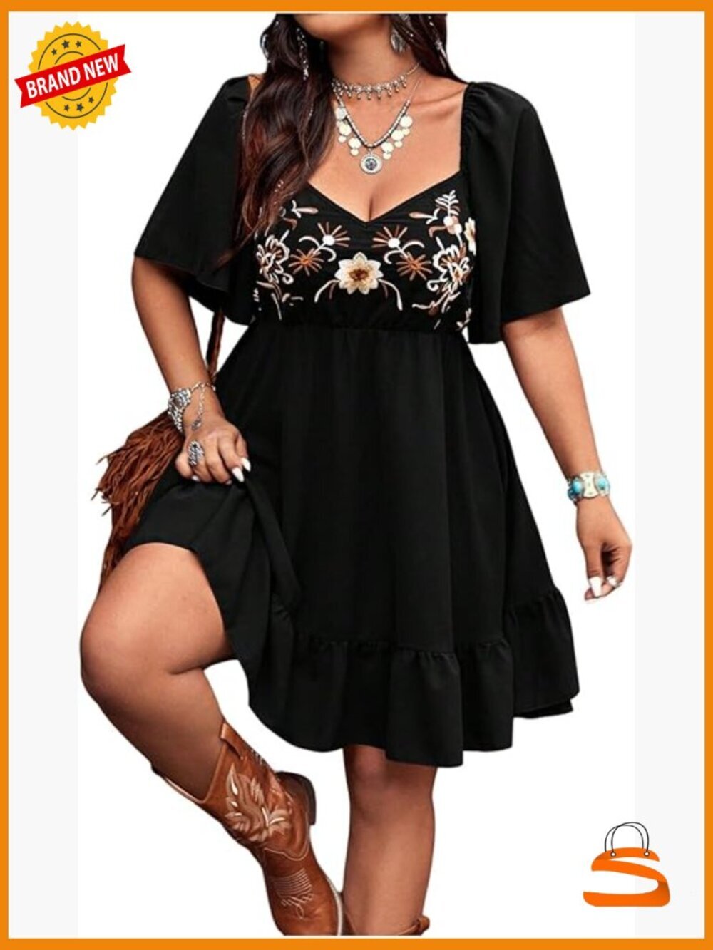 Plus Size Western Boho Floral Dress Cowgirl Concert Outfit Summer Flowy